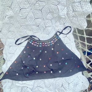 Black Mirrored Crop Top